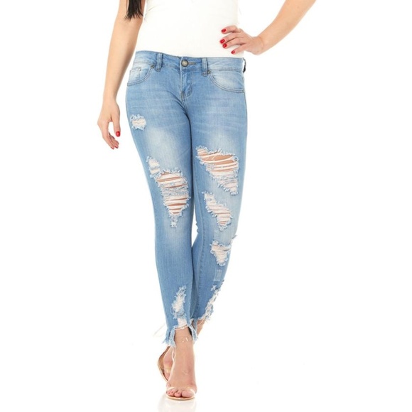 jeans with torn ankles
